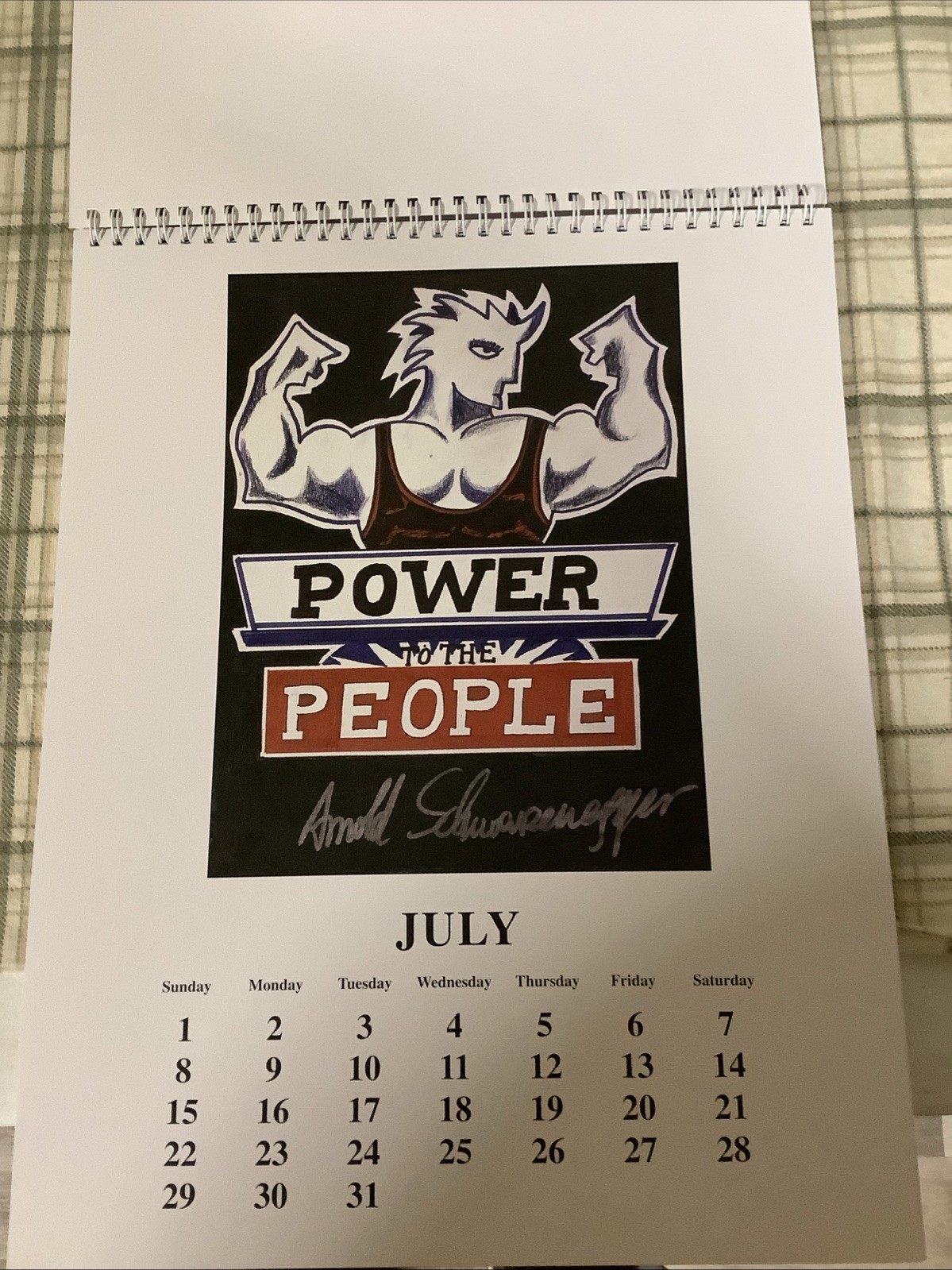 Rare Arnold Schwarzenegger 2007 Holiday Calendar Of His Art W/ Signed Letter