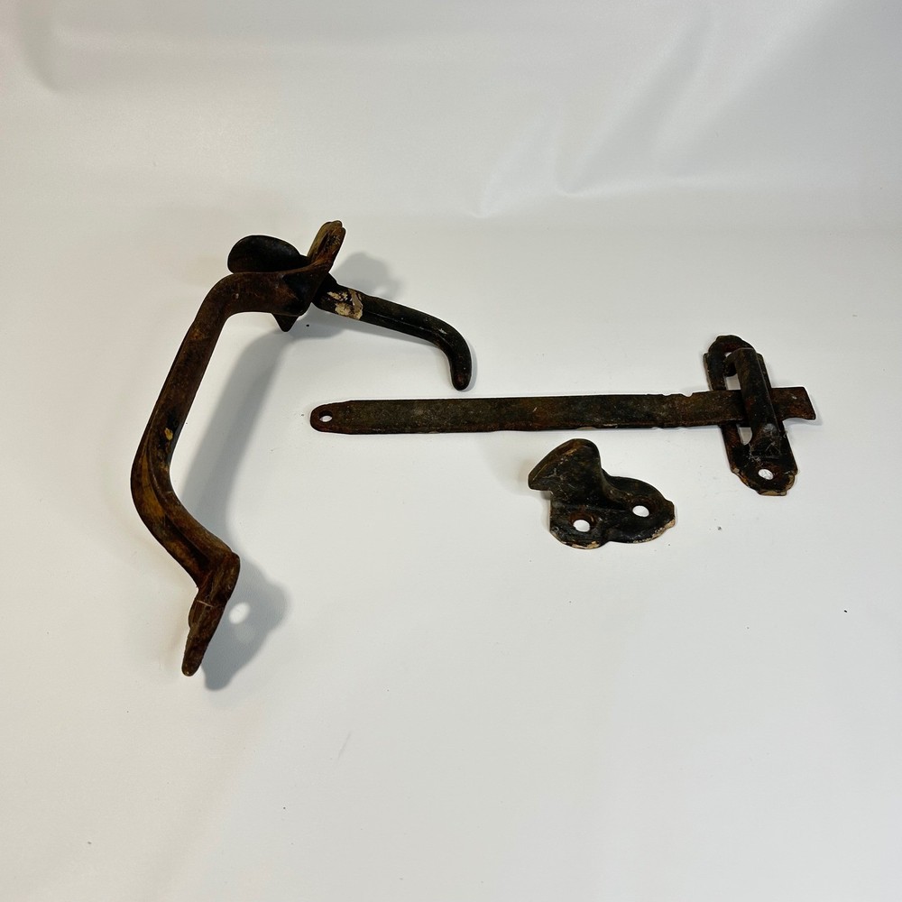 Antique Cast Iron Thumb Latch Door Handle Set Rustic Primitive Gate Hardware