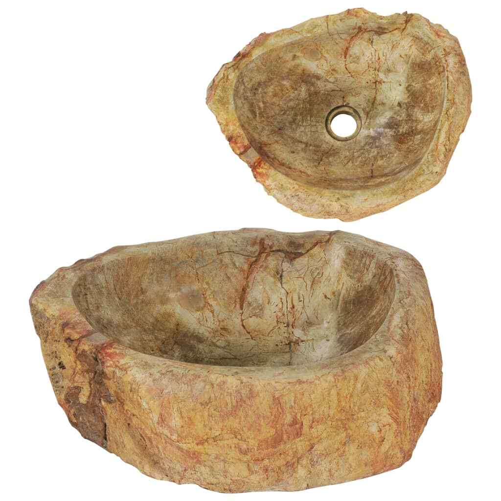 Sink 17.7"x13.8"x5.9" Fossil Stone Cream Bathroom Natural Stone Basin vidaXL
