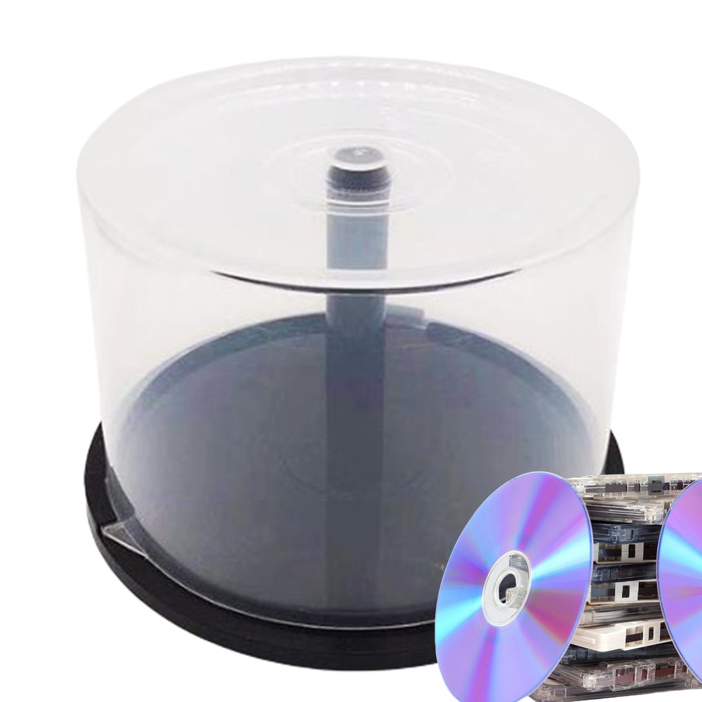 Empty CD DVD Blu-Ray Spindle Cake Box Storage Container Hold 50 Discs Cakebox