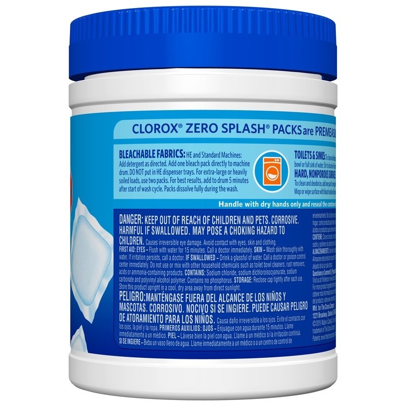 3 Pack Zero Splash Bleach Packs Regular Scent 8.9 oz, 12 Count