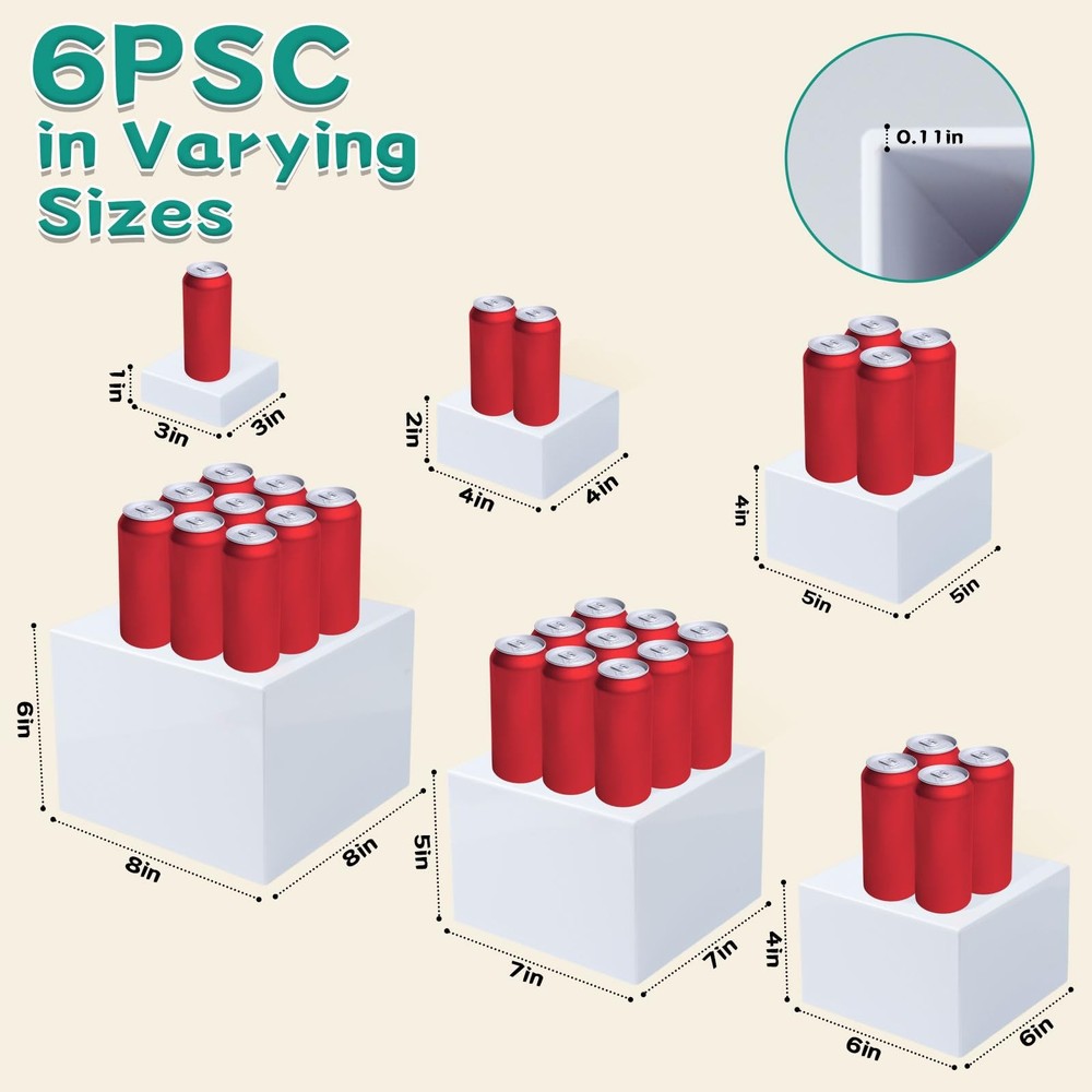 6PCS Buffet Risers, White Acrylic Food Display Boxes for Buffet Table, Party ...