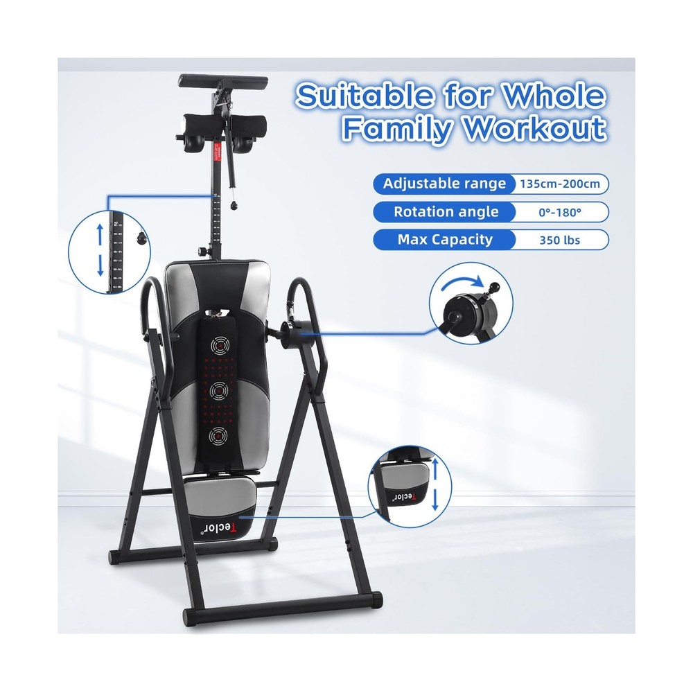 Inversion Table,Advanced Heat and Massage Function,Strength Training Inversio...