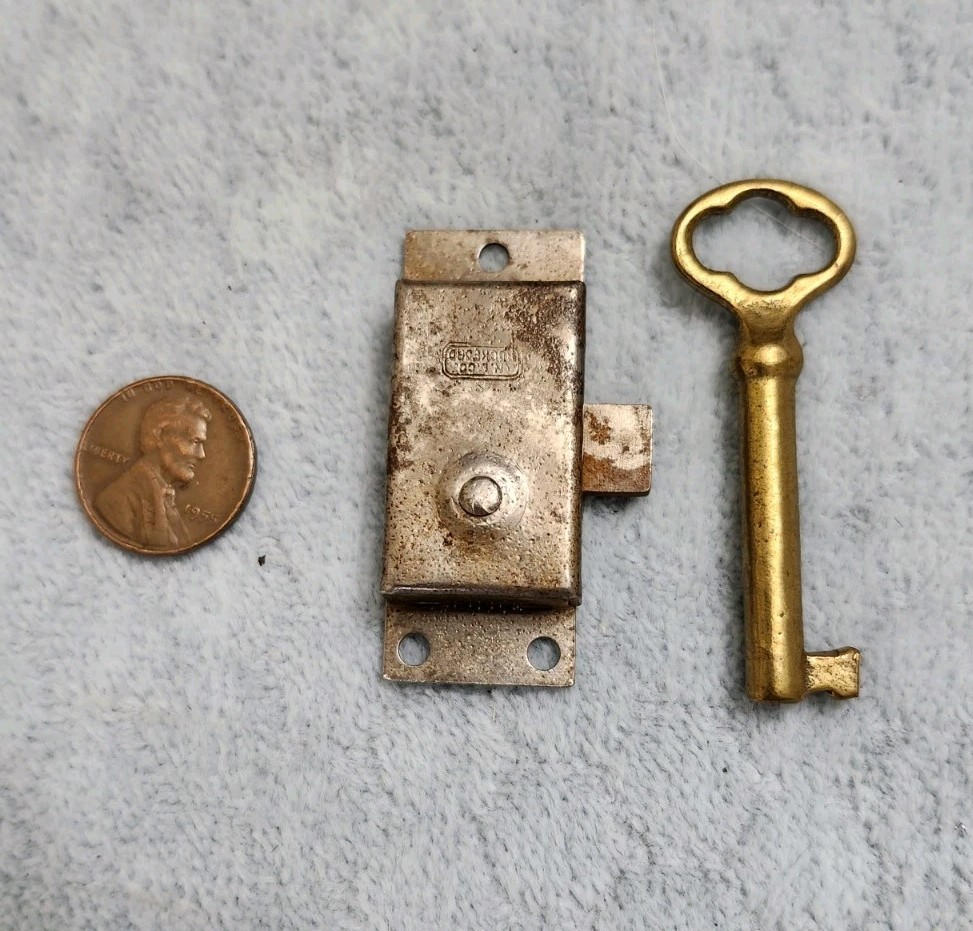 Narrow Cupboard Door Lock Surface Mounted Reversible