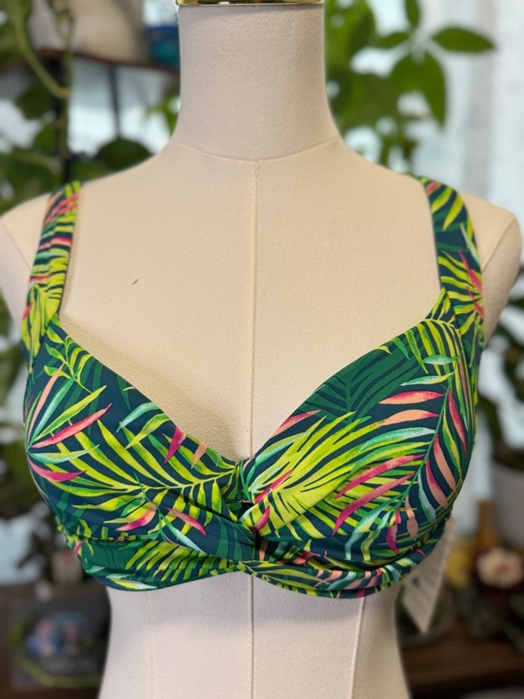 Tropical Palm Twist Front Bikini Top 🌴 Underwire | NWT | Size 4