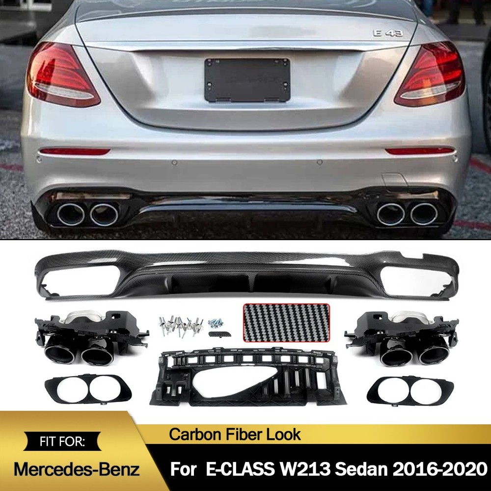 E53 Style Rear Diffuser Lip w/ Exhaust Tips For Benz W213 E300 E43 E53 2016-2020