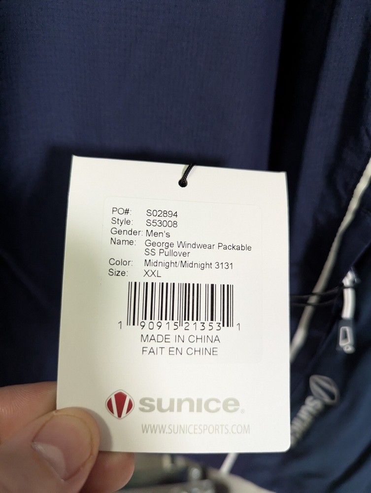 NWT MEN'S SUNICE GEORGE PACKABLE SS PULLOVER, SIZE: 2XL, COLOR: MIDNIGHT (M16)