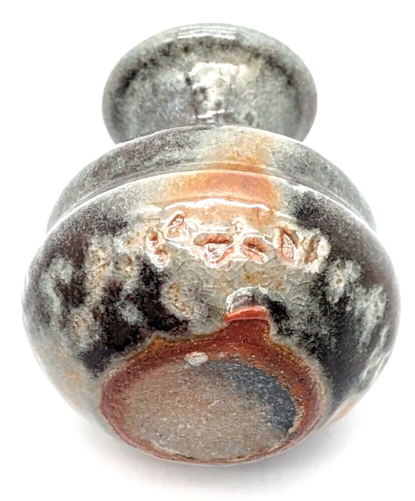 Natural Stone Small Crackle Bud Vase Orange & Gray