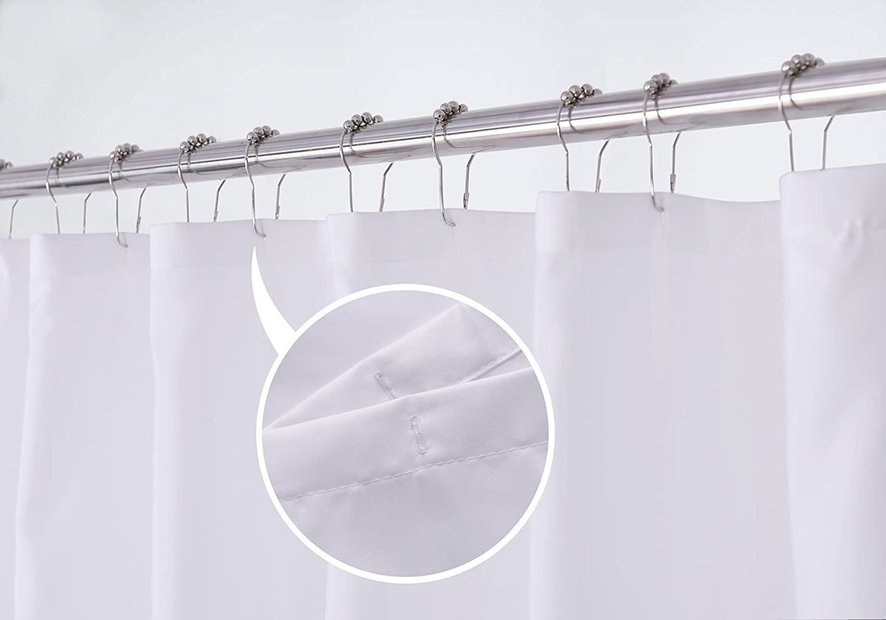 Fabric Shower Curtain Liner Solid White with Magnets, Hotel Quality, Machine Was