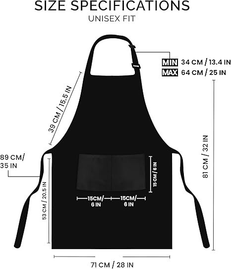2 Pack Waterproof Kitchen Bib Aprons Adjustable Chef Apron w/ Pockets