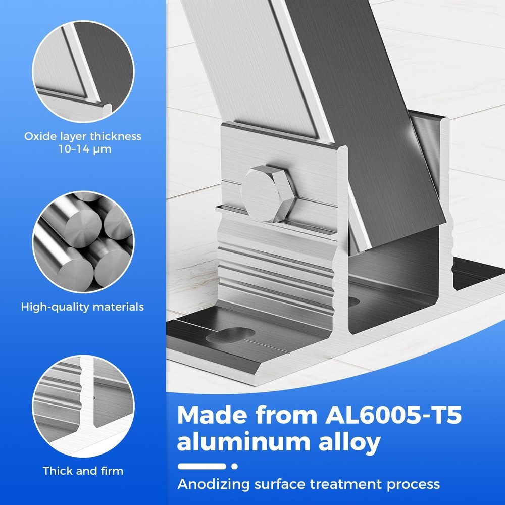 2 Set Adjustable Solar Panel Tilt Mount Brackets, Stand Systems Support 50W-400W