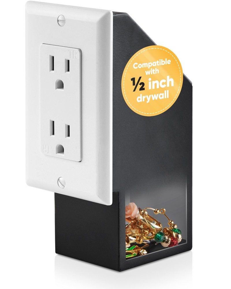 Hidden Wall Safe Outlet With Key Lock Electric Socket Covert Single Or Double