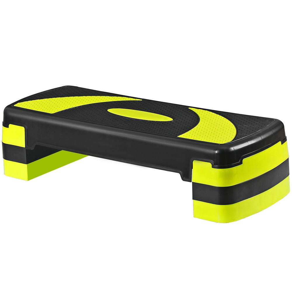 Step Aerobic Platform w/4 Stackable Riser Exercise Step Adjust 4"-6''-8'' Yellow
