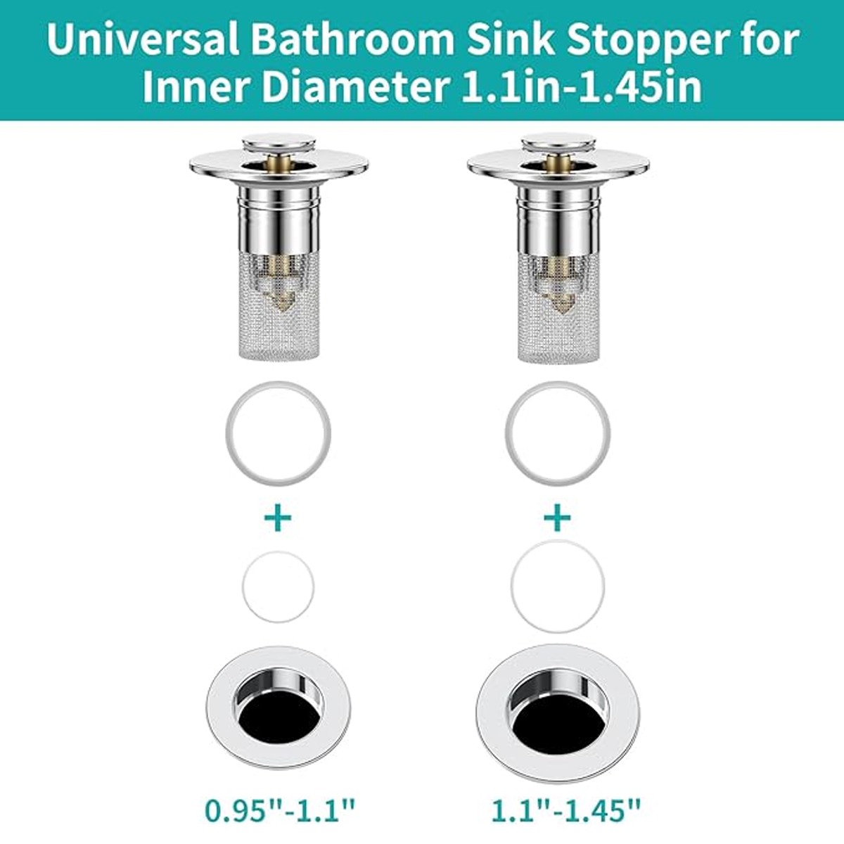 Stainless Steel Floor Drain Filter, Isolate Odor Pop Up Sink Drain Filter（2Pcs）