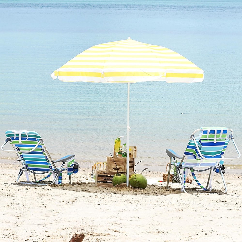 2 PCS Backpack Beach Chairs Lightweight Folding Chairs with Adjustable Backrest