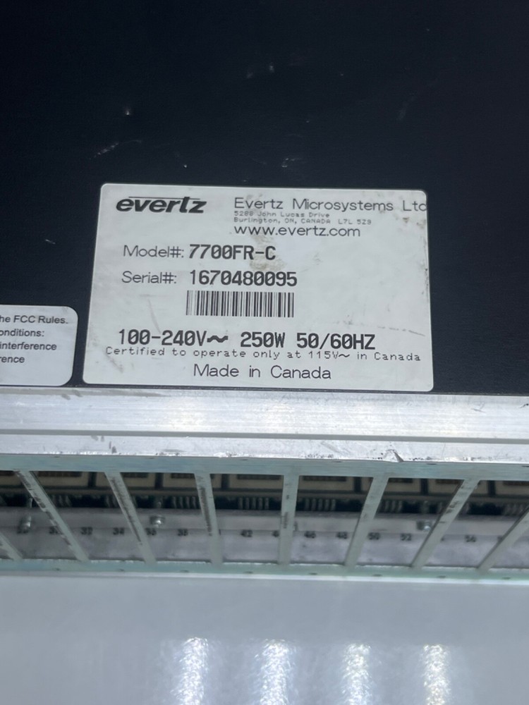 EVERTZ 7700FR-C MULTIFRAME POWER SUPPLIES INCLUDED
