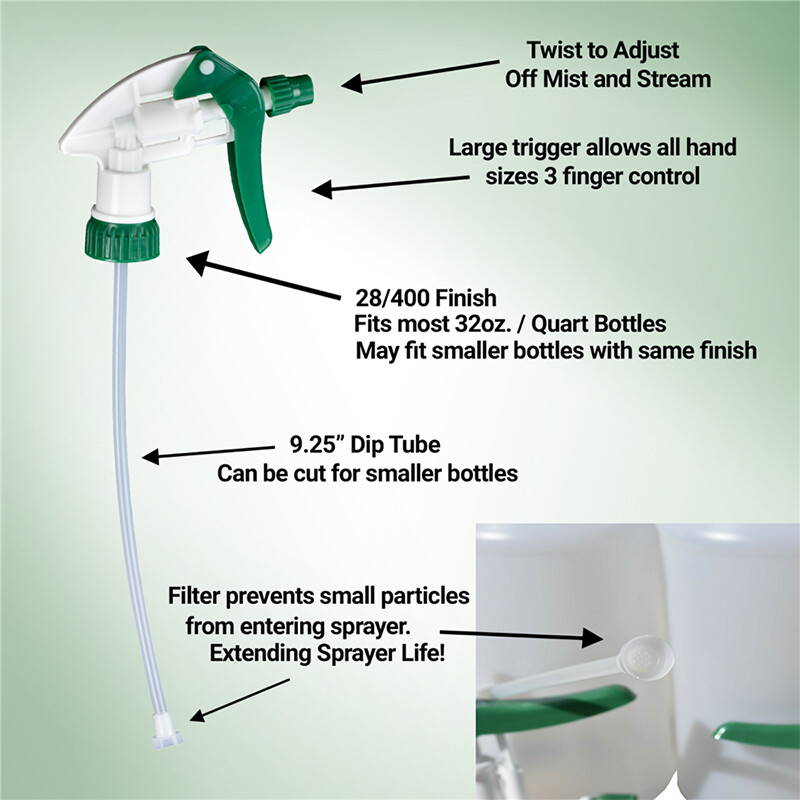 CarCarez Heavy Duty Chemical Resistant Trigger Sprayer Spray Bottle Nozzle Head