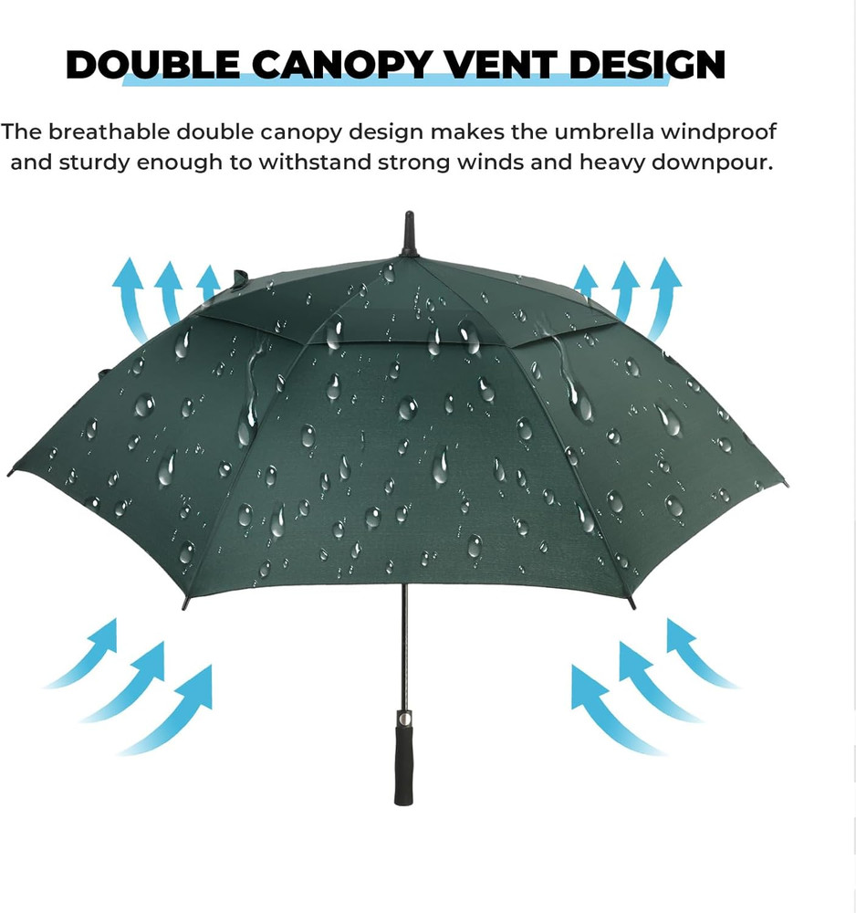 Automatic Open Golf Umbrella, 54/62/68/72 Inch Extra Large Oversize Double Canop
