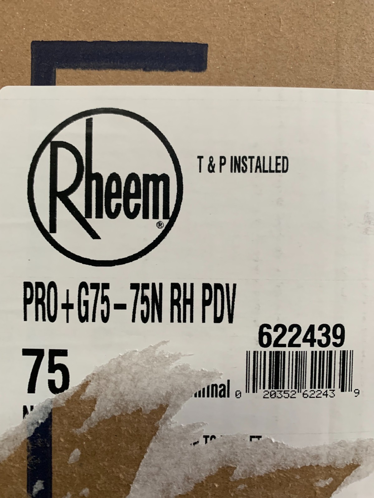 Rheem PRO+ G75-75N RH PDV Powervent Natural Gas 75 GAL Water Heater. Brand New!!