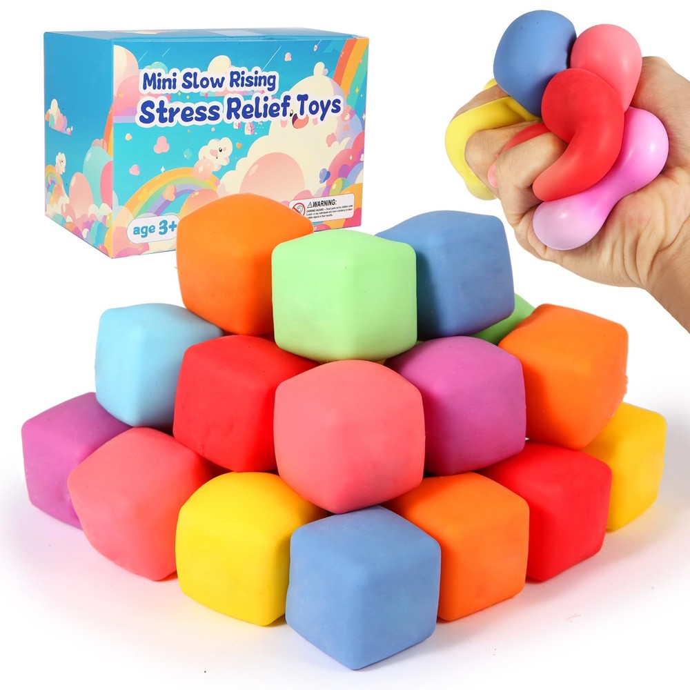24 Pack Slow Rising Stress Cube , Dough Balls Soft Fidget Small