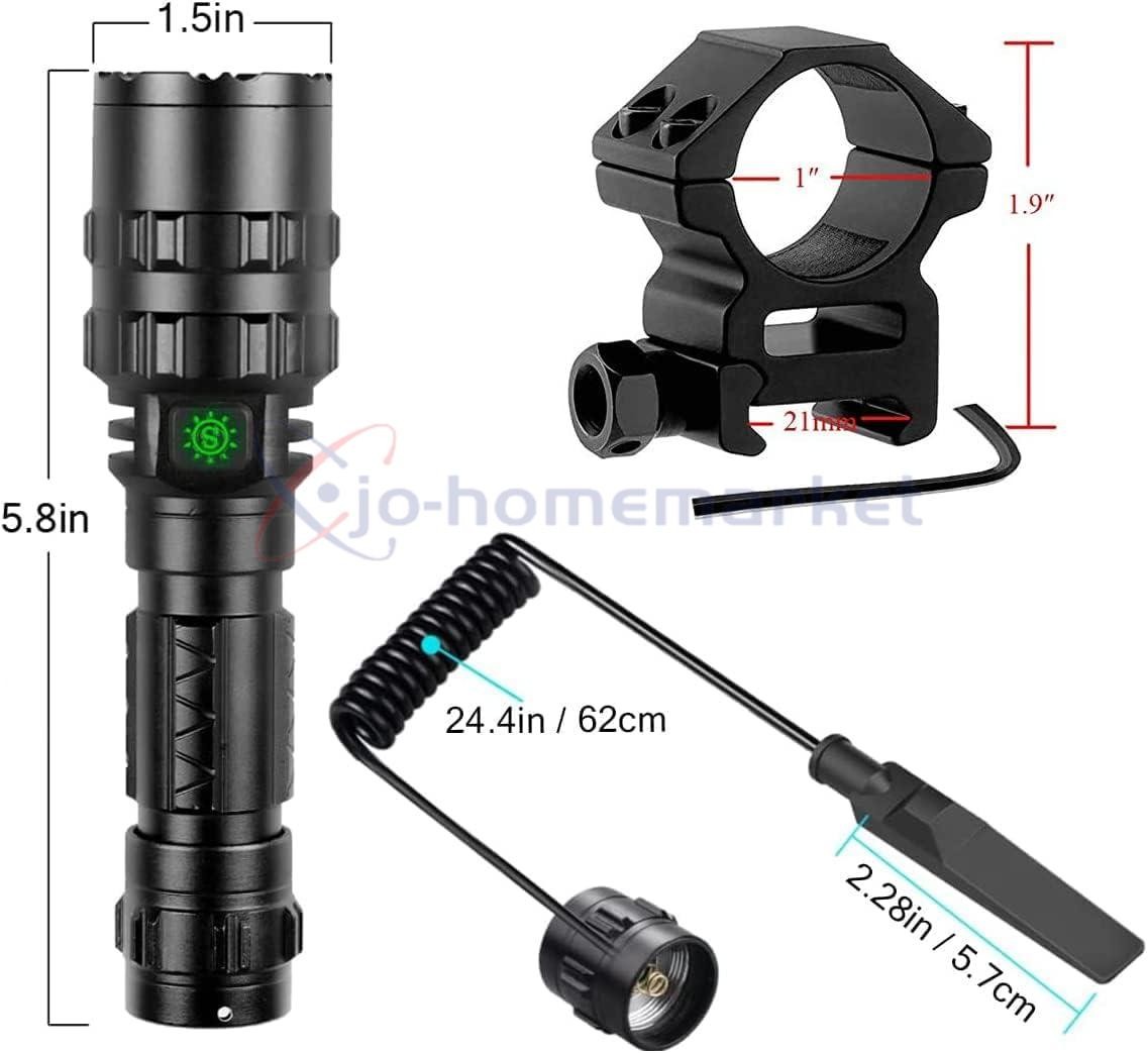 900000 Lumens Tactical Gun Flashlight Picatinny Rail Mount for Hunting Shooting