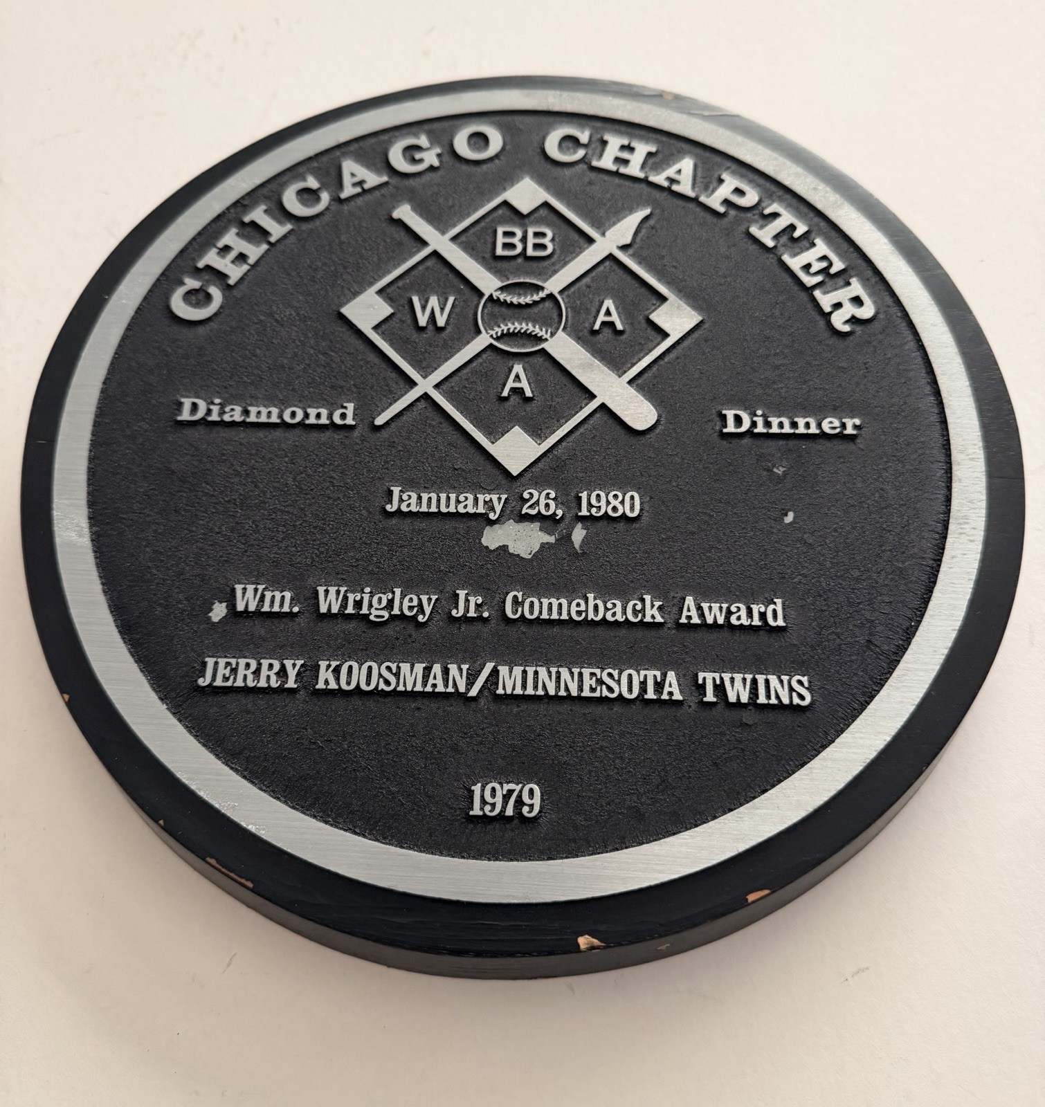 Jerry Koosman Personal Collection: 1979 Comeback Player of the Year Award w/ LOP