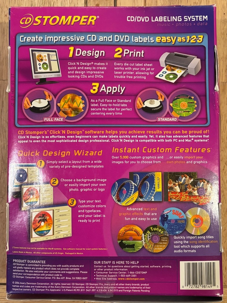 CD Stomper Pro CD/DVD Labeling System + Various CD/DVD/Floppy Labels Please Read