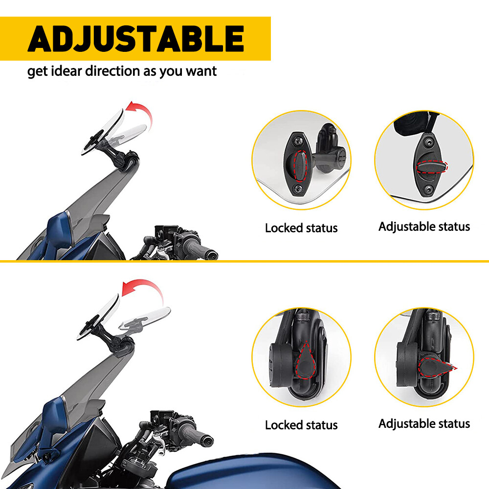 Clip On Motorcycle Windshield Extension Spoiler Wind screen Deflector Universal