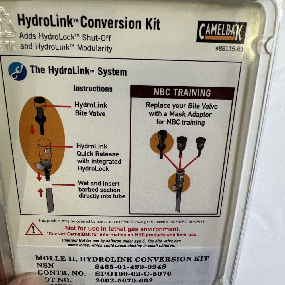 CAMELBAK HYDROLINK Conversion Kit Hydration Adapter Bite QUICK CONNECT COUPLING