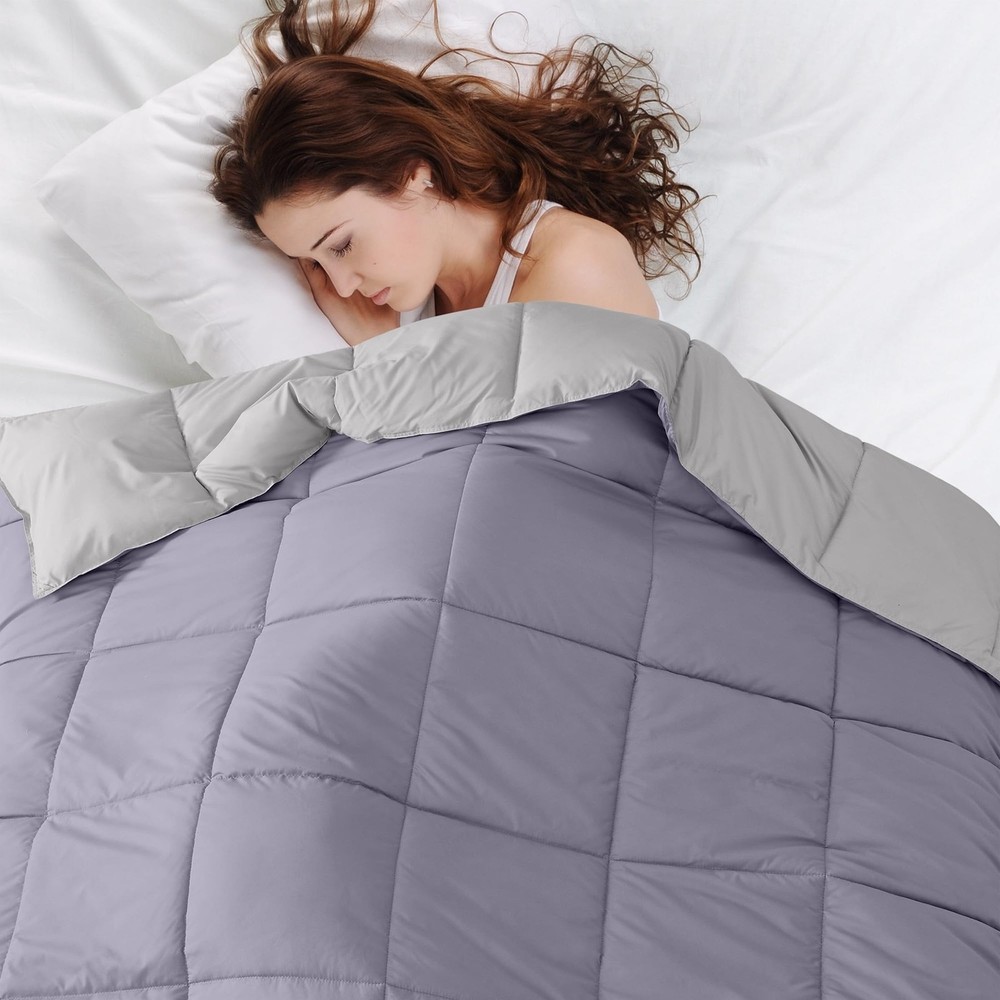 Down Alternative Reversible Comforter Purple/Silver Queen