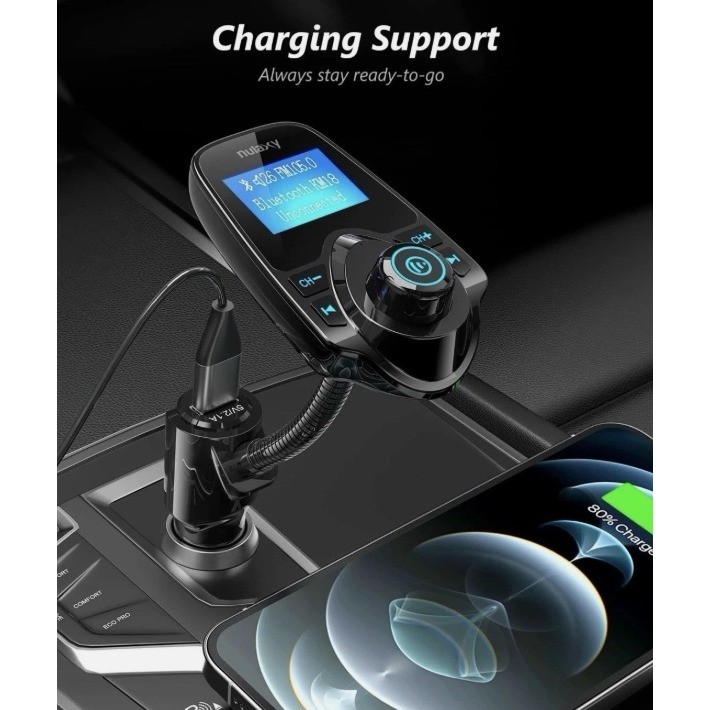 Nulaxy KM18 Bluetooth FM Transmitter Car Wireless Radio Adapter USB Charger