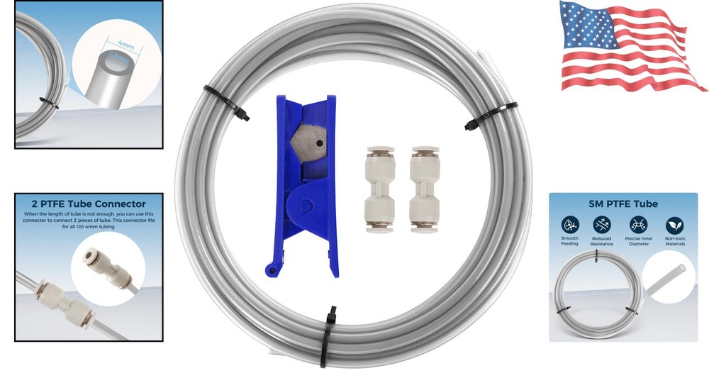 5M High-Performance Gray PTFE Tube for Bambu & Creality 3D Printers