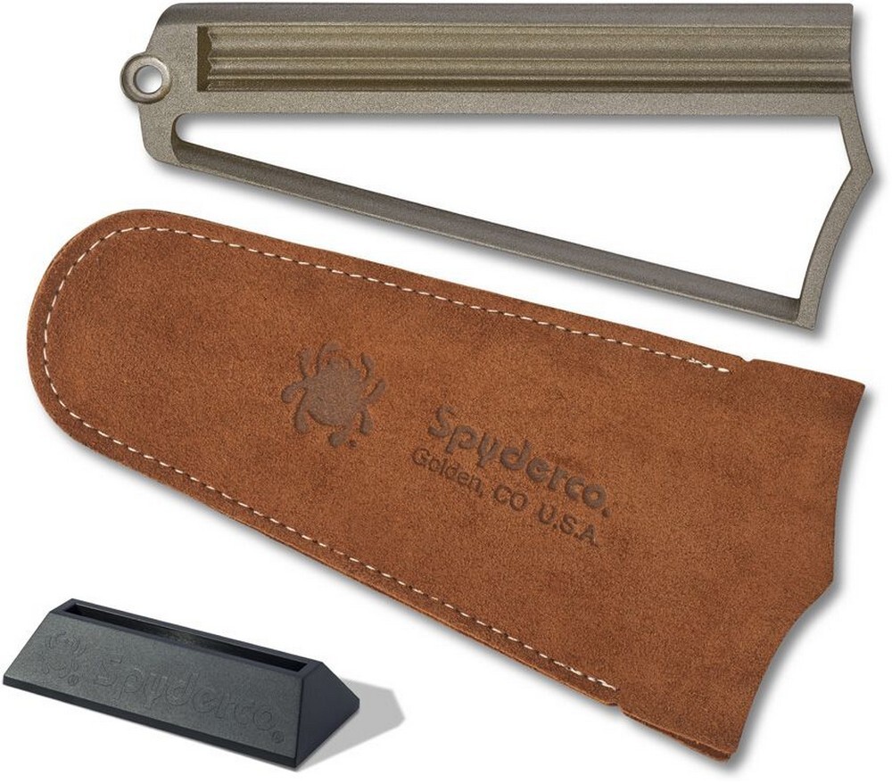 Spyderco Webfoot Stone Sharpener Super-Abrasive Coating ABS Suede Pouch - 308CBN