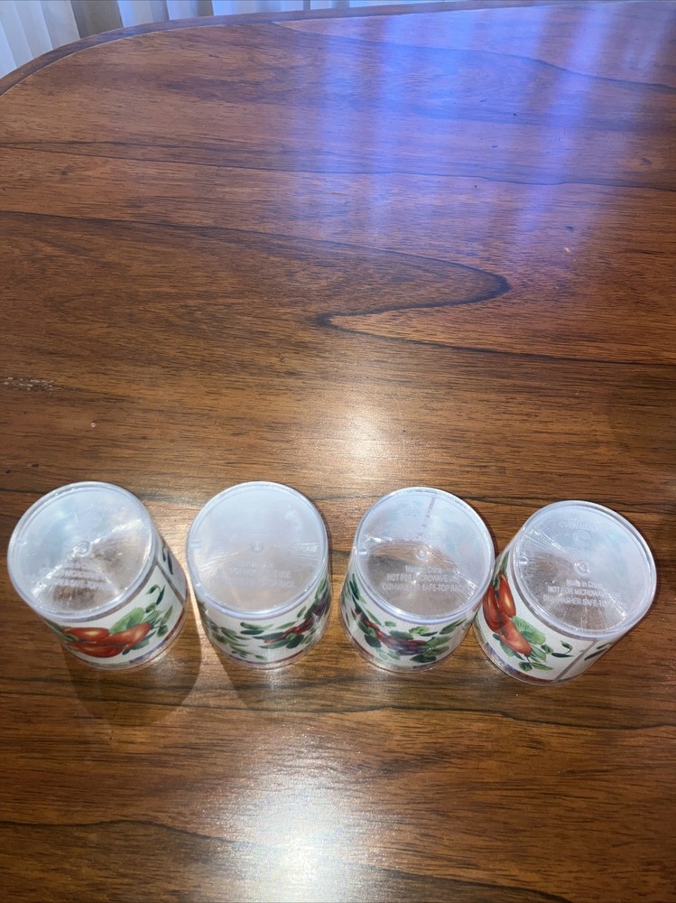 Evolution Sakura Excell - Fruit and Leaf 12oz Plastic Cups Vintage Rare Qty 8