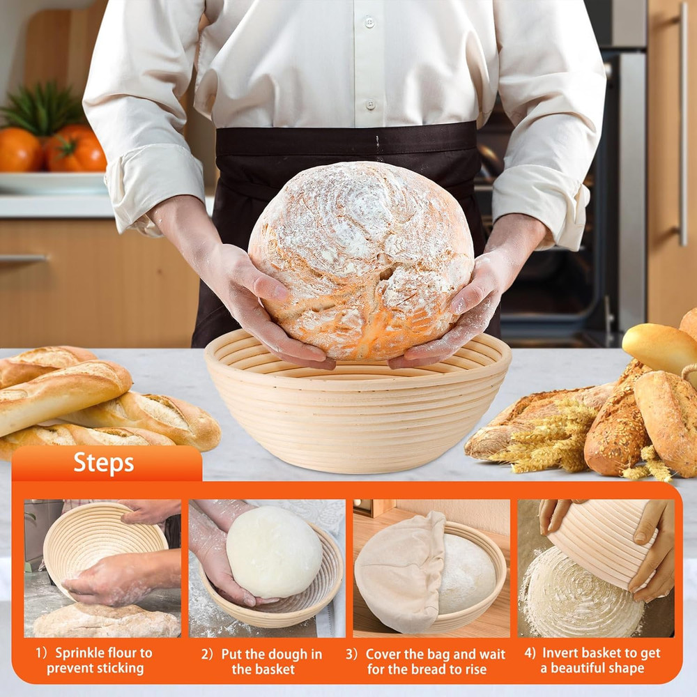 Bread Proofing Baskets Sourdough 9" Proofing Basket 2 Set Dough Making Baskets
