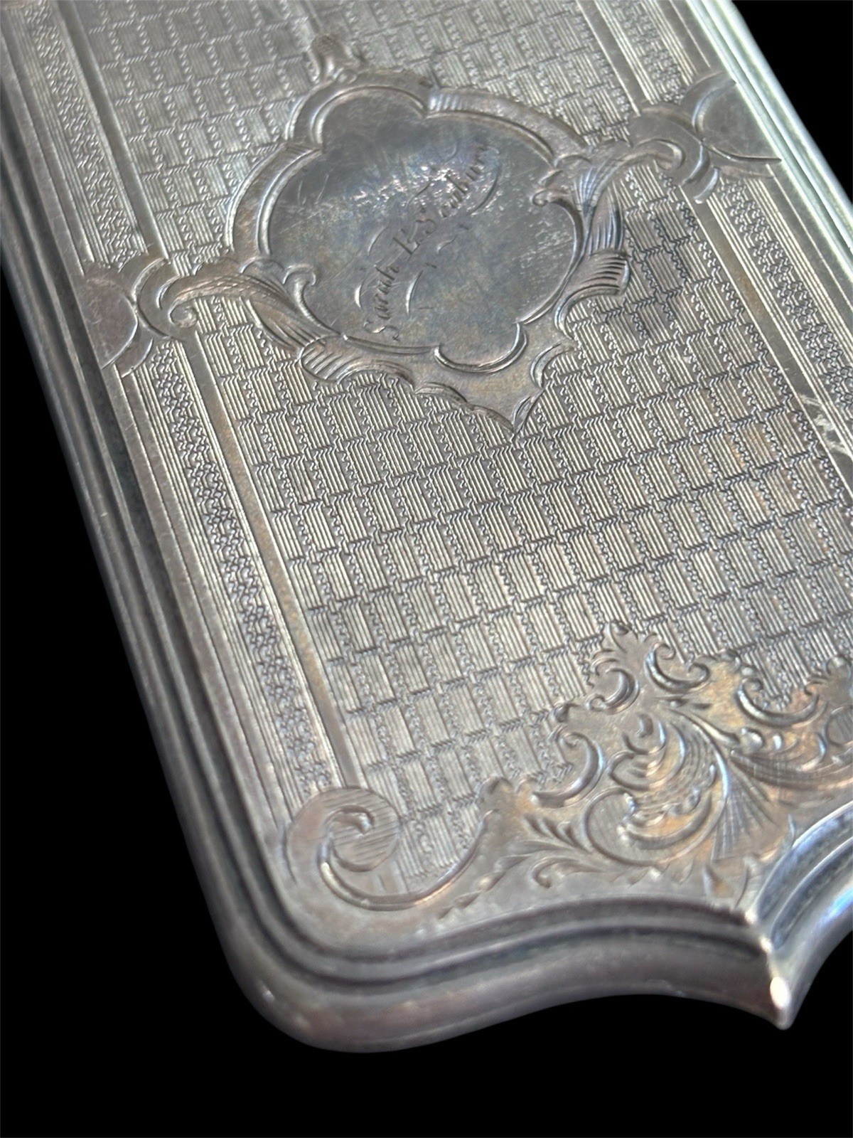 Sterling Silver Edwardian Engraved Cigarette Card Hinged Case 32.7g 925