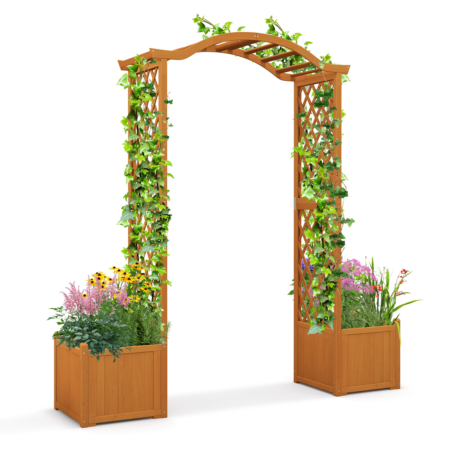 Wooden Garden Arbor Outdoor Archway with Trellis for Wedding Ceremony Decoration