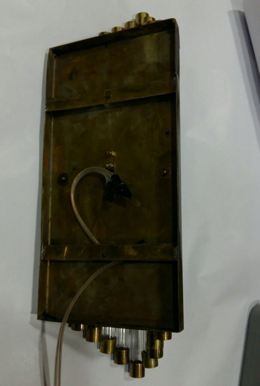 Old Vintage Art Deco Skyscraper Brass & Glass Rod Ship Light Wall Sconces Lamp