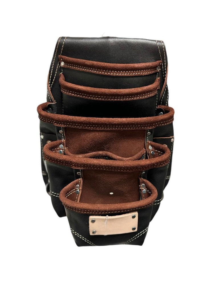 Big Extra Pocket Leather Tool Pouch Bag 2 Sided Hammer Holders