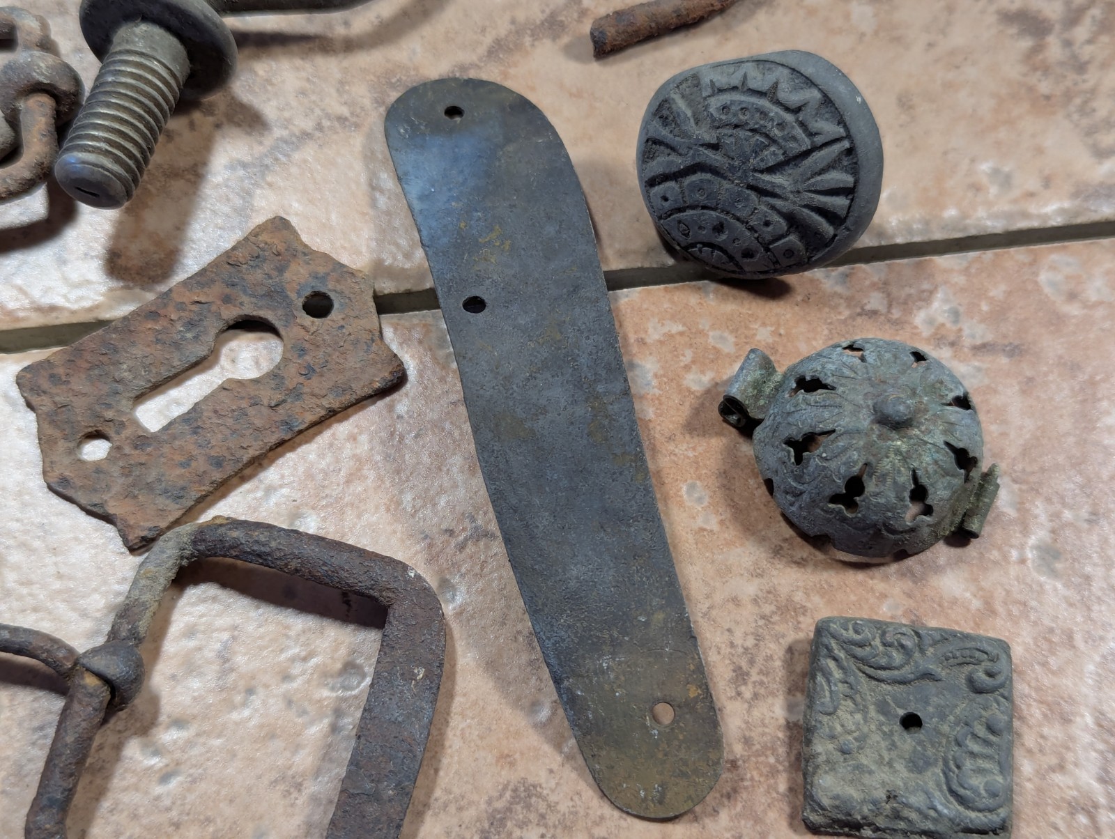 Dug Relics Vintage Iron Door Hardware Buckles Glasses Brass Key Bottle Openers