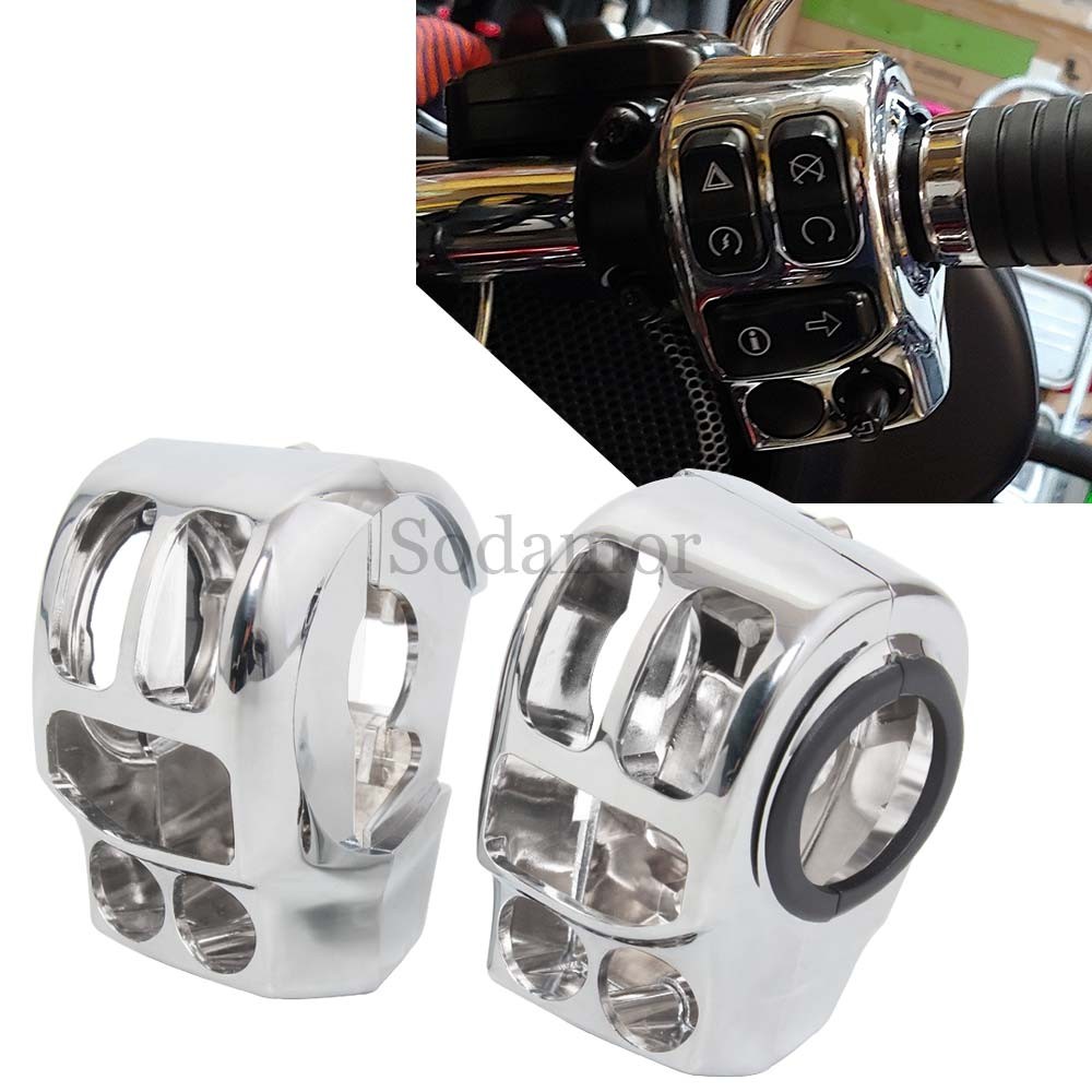 For Harley Touring  Street Road Glide Chrome Handlebar Control Switch Housing