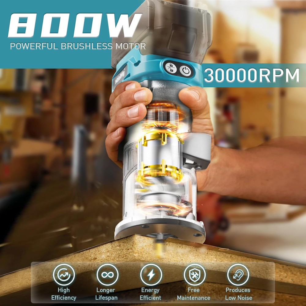 Cordless Compact Router Compatible with Ma-Kita Battery (Bare Tool), 6 Variable