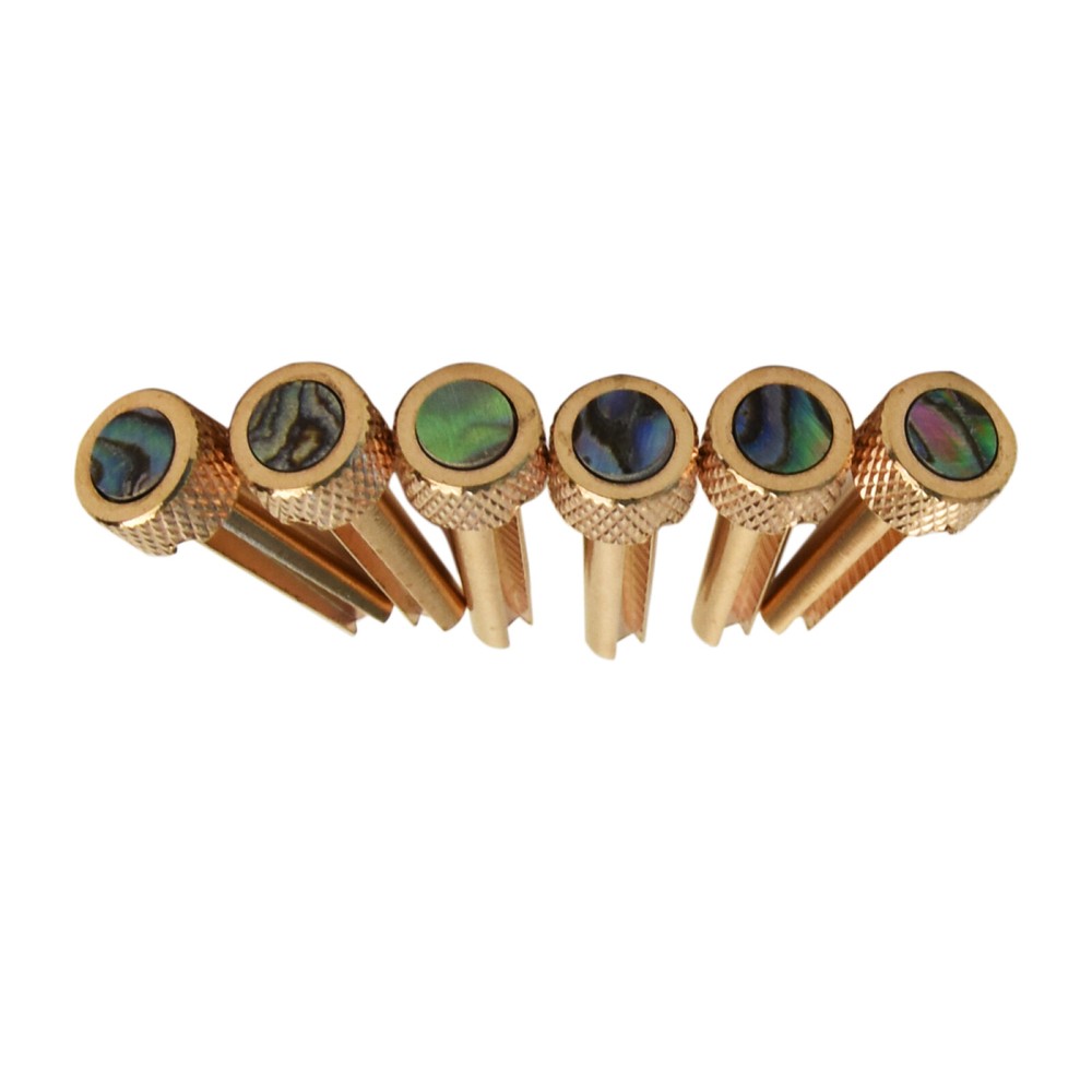 6pcs Guitar String Nails Solid Brass Bridge Pins Abalone Dot Inlay Acoustic i