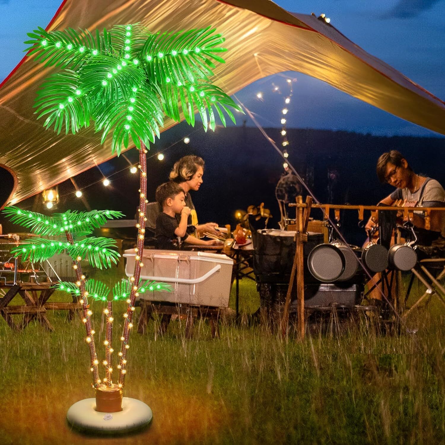 7FT Lighted Palm Tree 3 Trunks LED Christmas Tree Lights for Yard Pool Bar Party