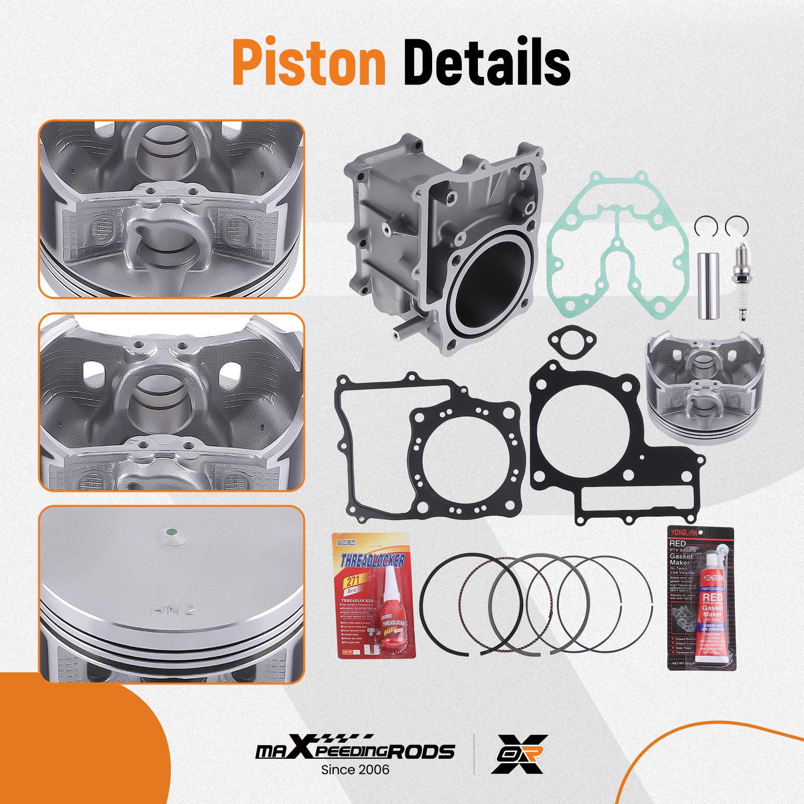 Cylinder Piston Top End Kit for Honda Foreman Rubicon 500 TRX500FA 12100-HN2-000