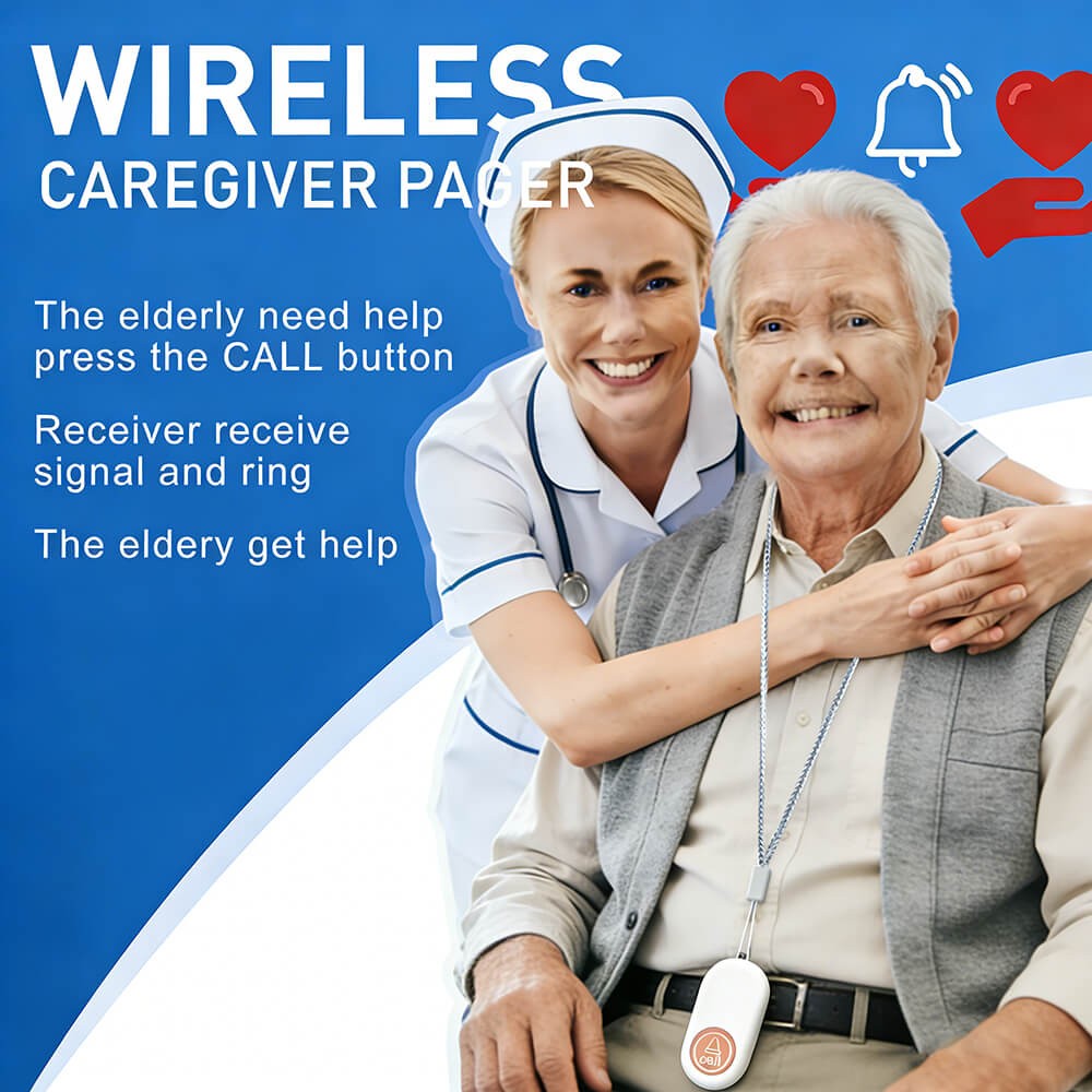 Wireless Caregiver Pager System Call Buttons Transmitters 656ft Plugin Receiver