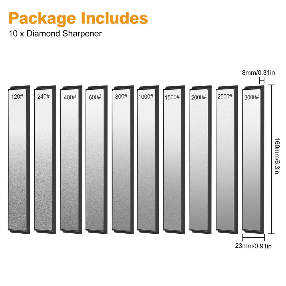 10pcs 120-3000Grit Diamond Fixed Angle Sharpening Stone Pocket Knife Sharpener