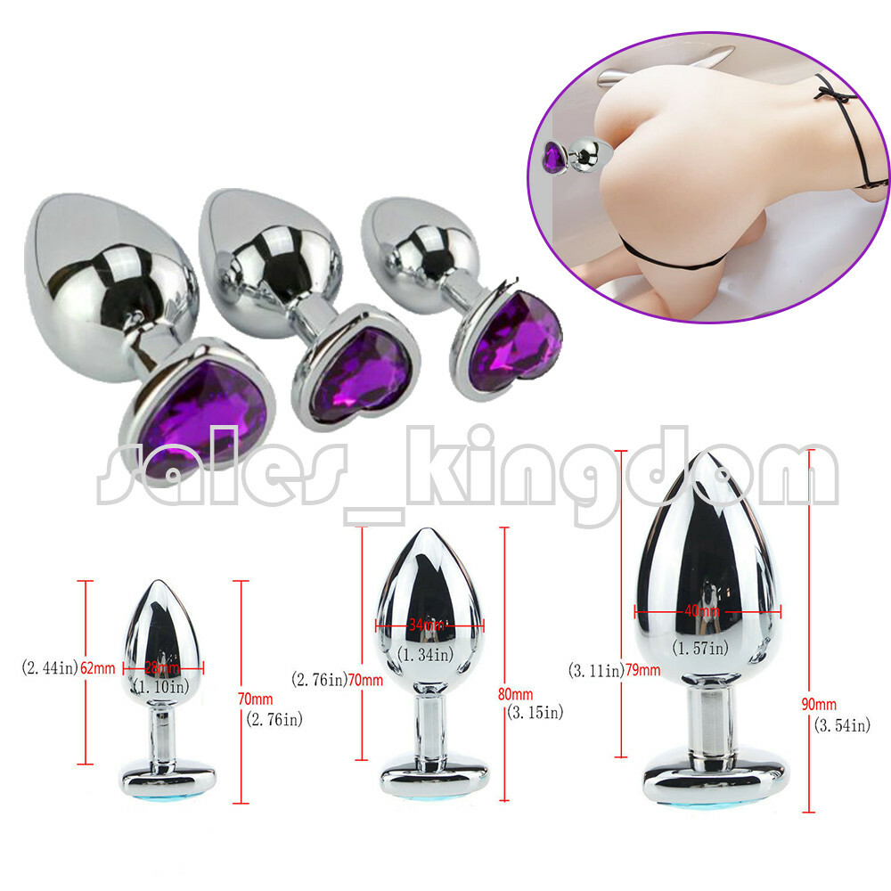 Purple Booty Sparks Gem Stainless Steel Metal Anal Butt Plug Trainer Sex Toys