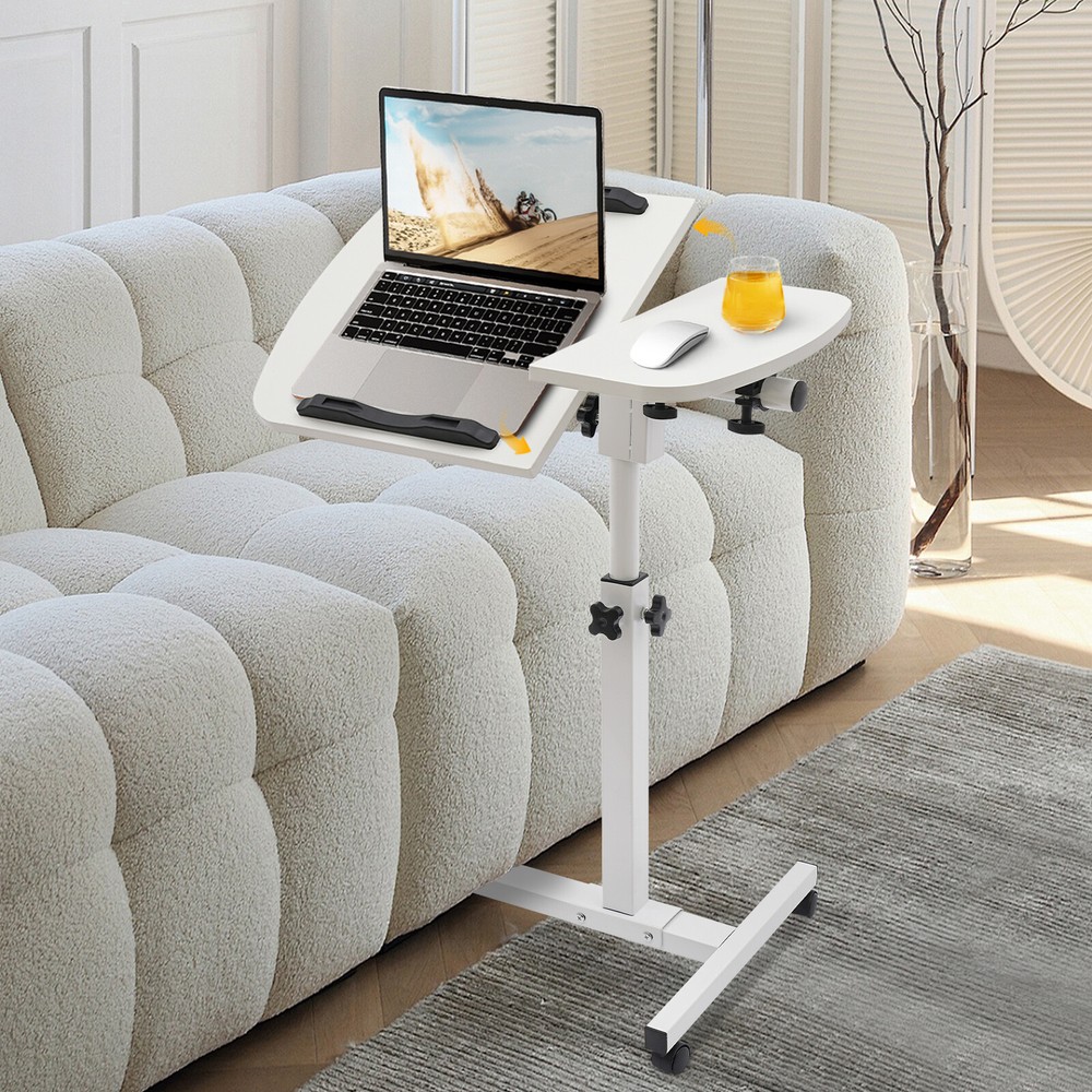 Office Laptop Desk Rolling Table Computer Mobile Stand Adjustable Portable NEW