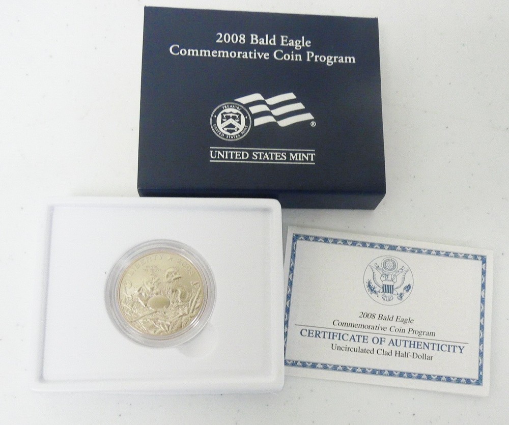 2008 S US Mint Bald Eagle Commemorative Clad Half Dollar Unc w/ Box & COA